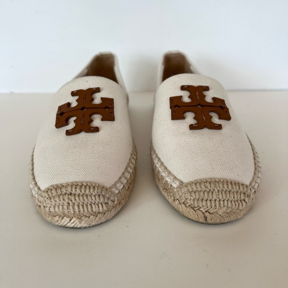 Tory Burch Everly Cotton Canvas Espadrille in Cream Off White Brie/Amber, size 6 - Picture 4 of 12